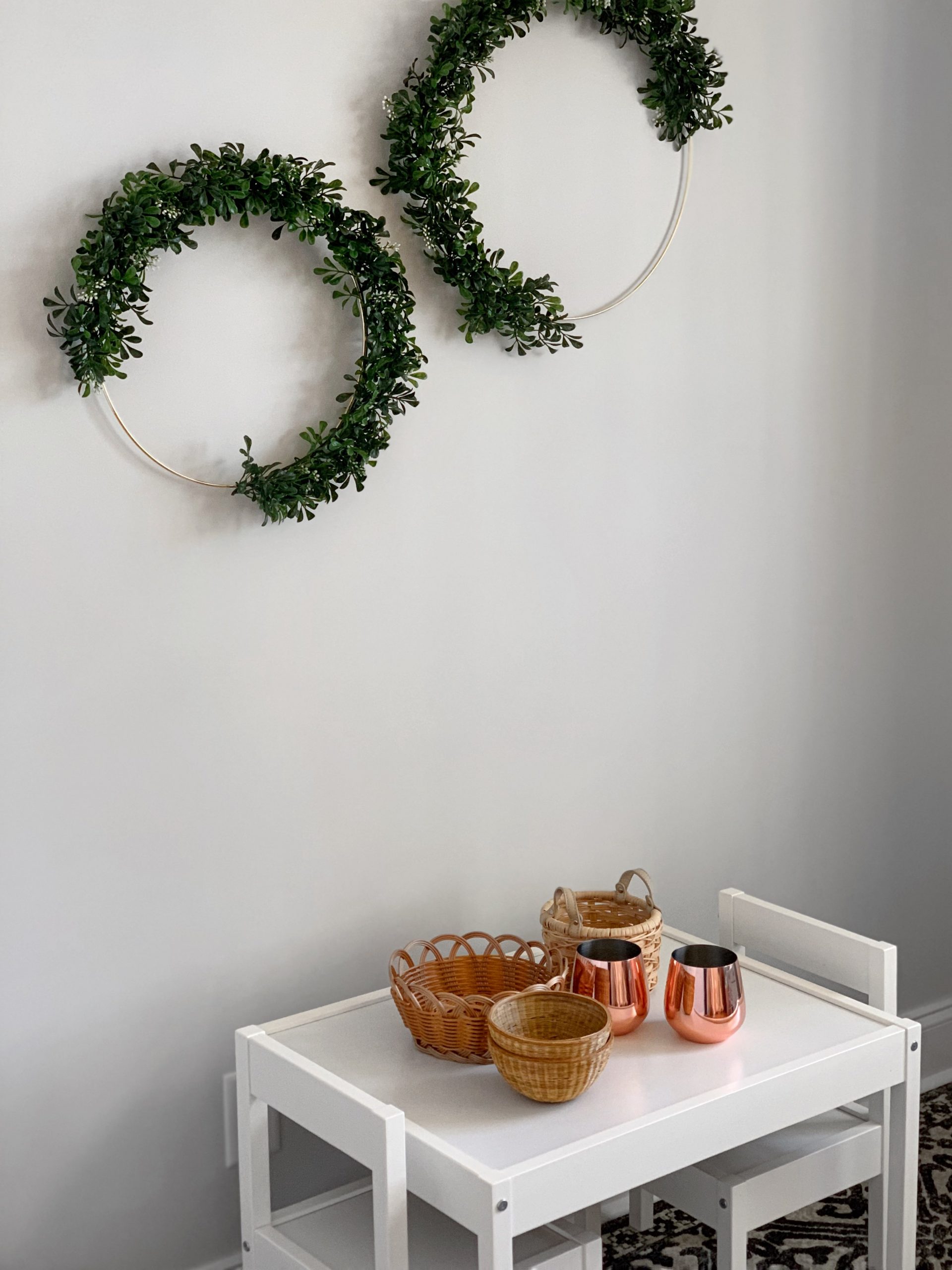 The Easiest DIY Gold Hoop and Greenery Wreath